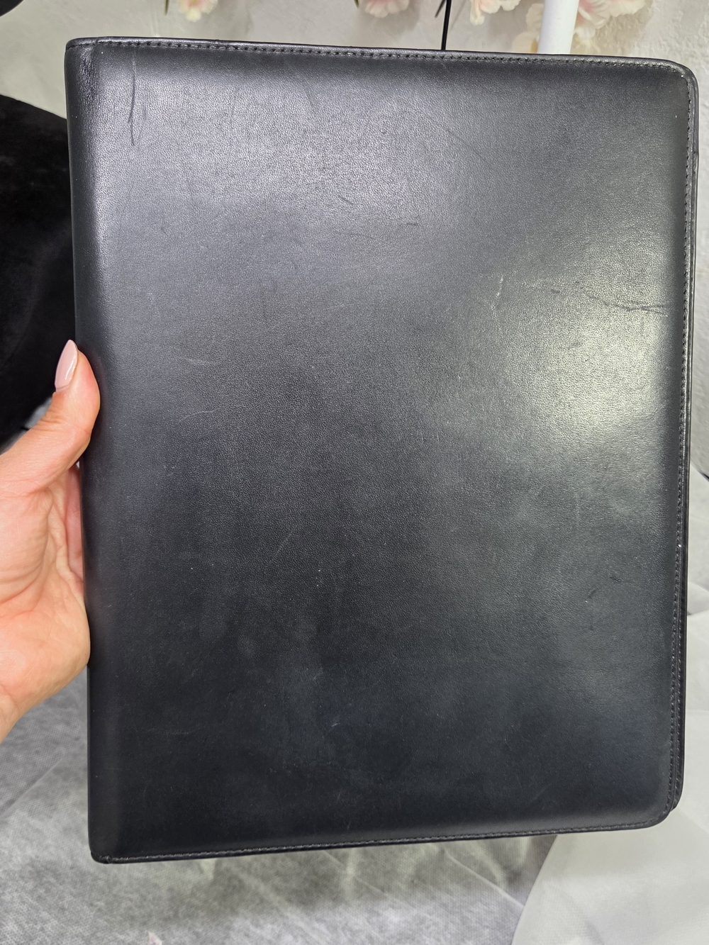 • Vintage SADDLER BY BOSCA Black Leather Executive Padfolio Portfolio Case USA M